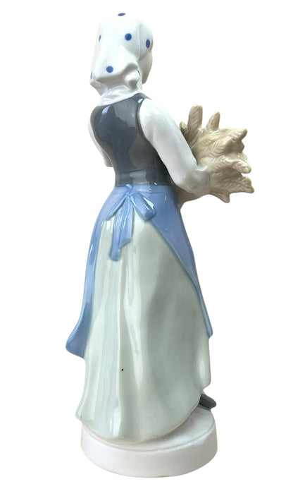 Vintage German Lippeldorf GDR Girl with Wheat Large Figurine
