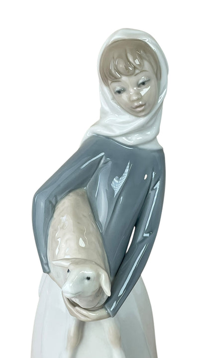 Lladró Girl Holding Lamb Large Figurine