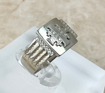 Vintage Men’s silver Jerusalem Signet Ring UK-R