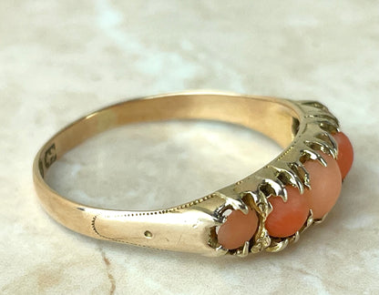 Antique 15ct Gold Coral Ring UK-R