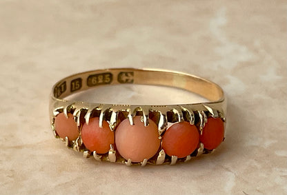 Antique 15ct Gold Coral Ring UK-R