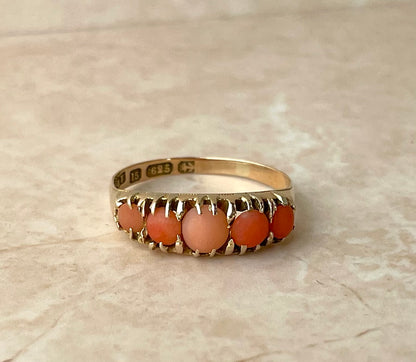 Antique 15ct Gold Coral Ring UK-R