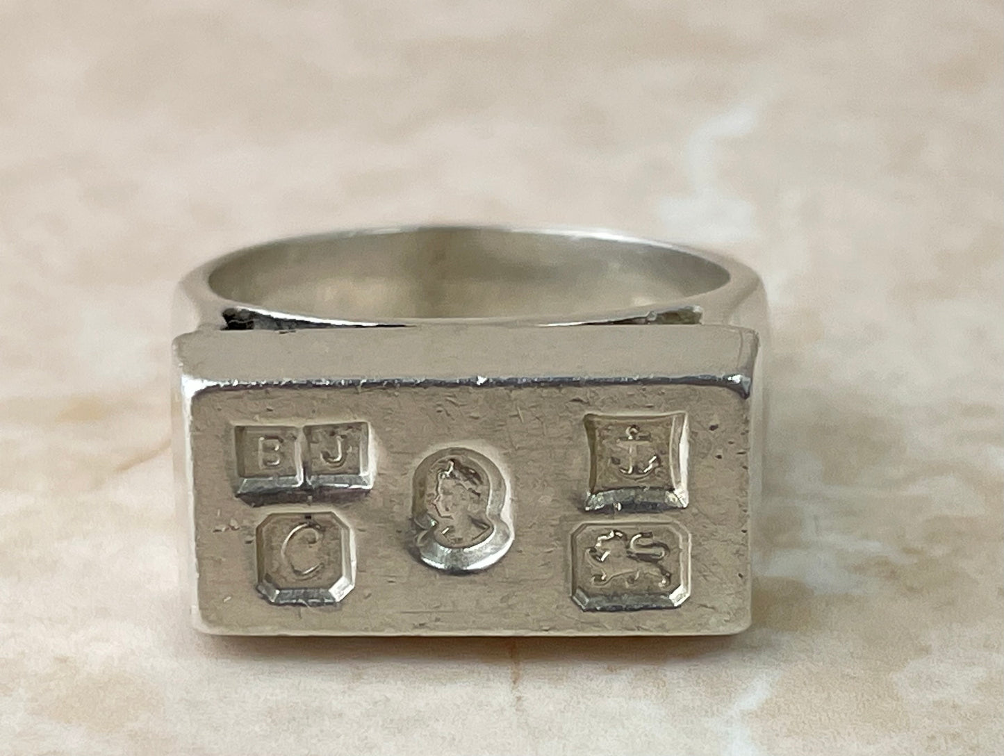 Rare Vintage Sterling Silver Ingot Ring 1977 UK-R
