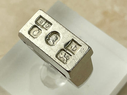 Rare Vintage Sterling Silver Ingot Ring 1977 UK-R