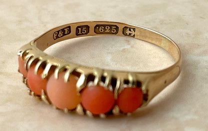 Antique 15ct Gold Coral Ring UK-R