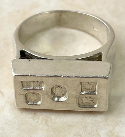 Rare Vintage Sterling Silver Ingot Ring 1977 UK-R