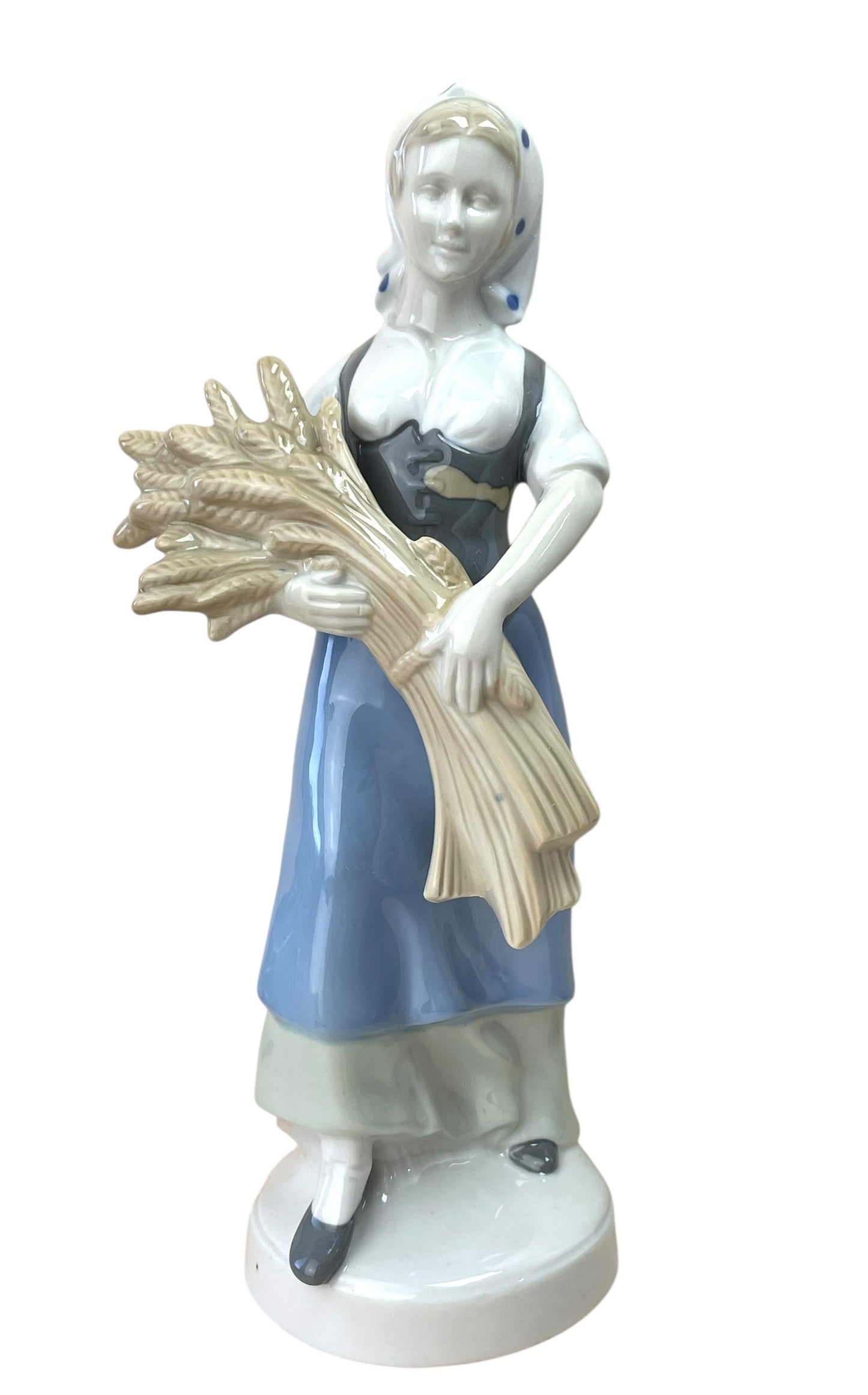 Vintage German Lippeldorf GDR Girl with Wheat Large Figurine