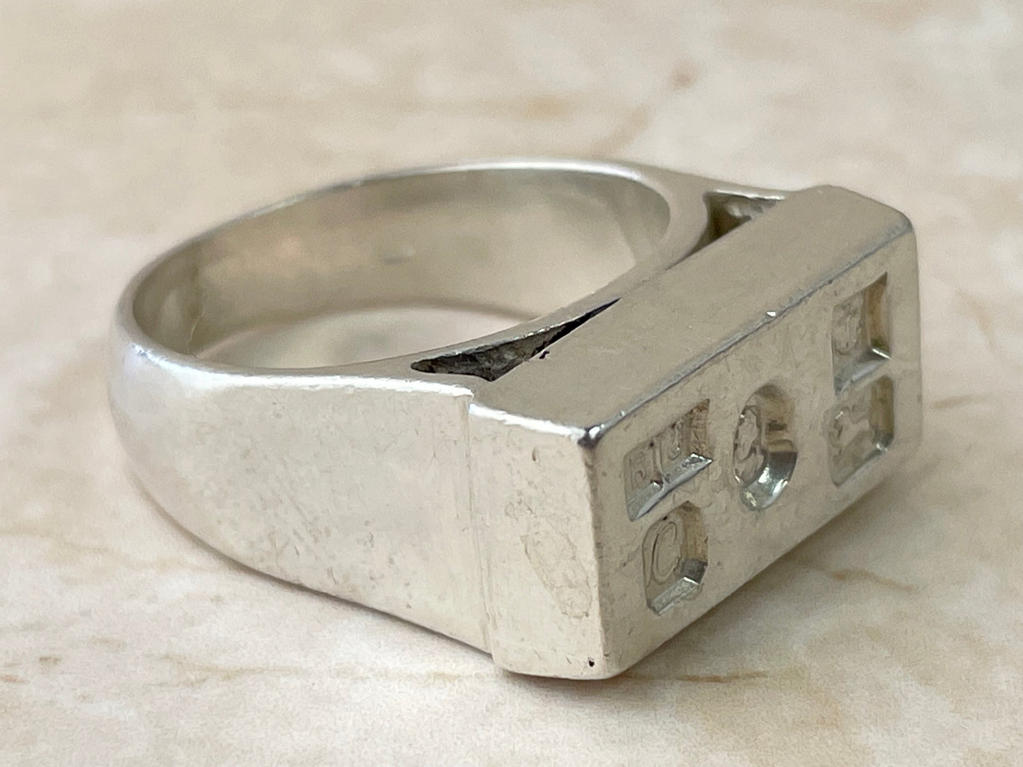 Rare Vintage Sterling Silver Ingot Ring 1977 UK-R