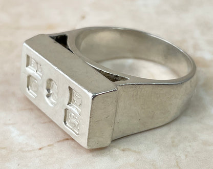 Rare Vintage Sterling Silver Ingot Ring 1977 UK-R