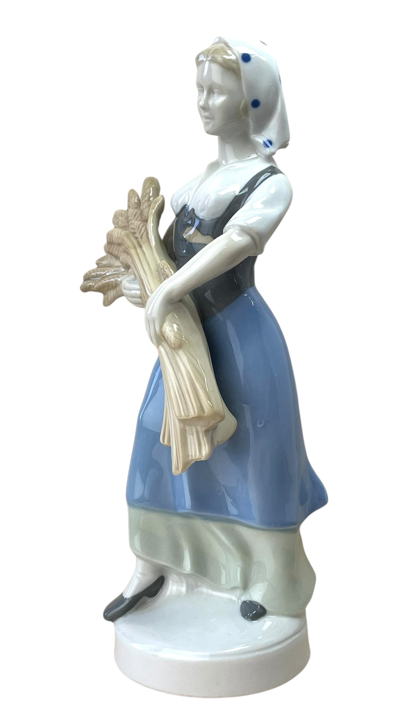 Vintage German Lippeldorf GDR Girl with Wheat Large Figurine