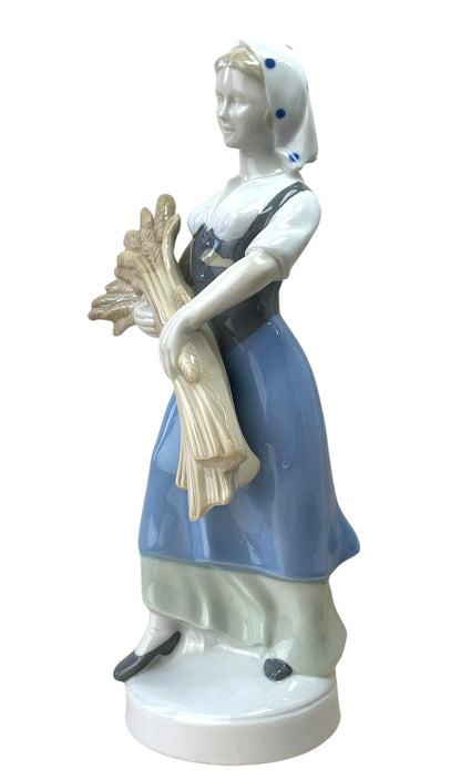 Vintage German Lippeldorf GDR Girl with Wheat Large Figurine