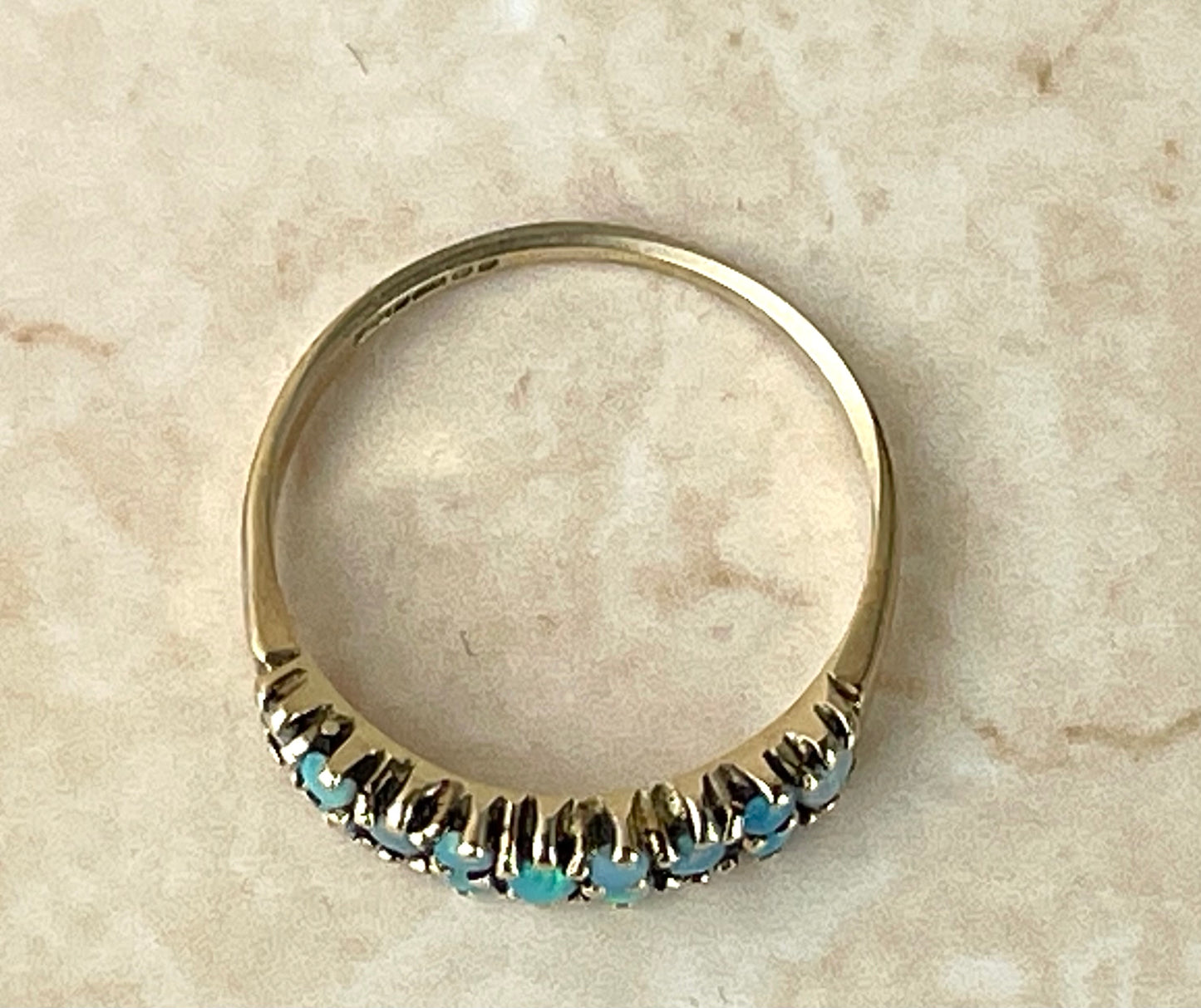 Vintage 9ct Gold Opal Eternity Ring UK-M