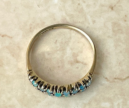 Vintage 9ct Gold Opal Eternity Ring UK-M