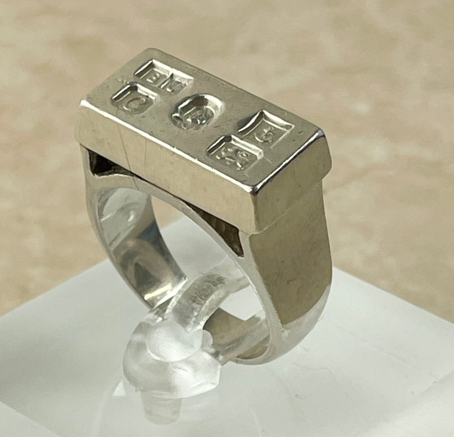 Rare Vintage Sterling Silver Ingot Ring 1977 UK-R