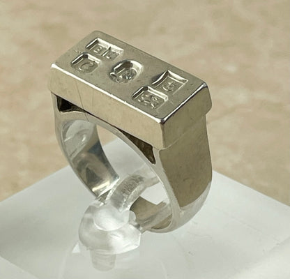 Rare Vintage Sterling Silver Ingot Ring 1977 UK-R