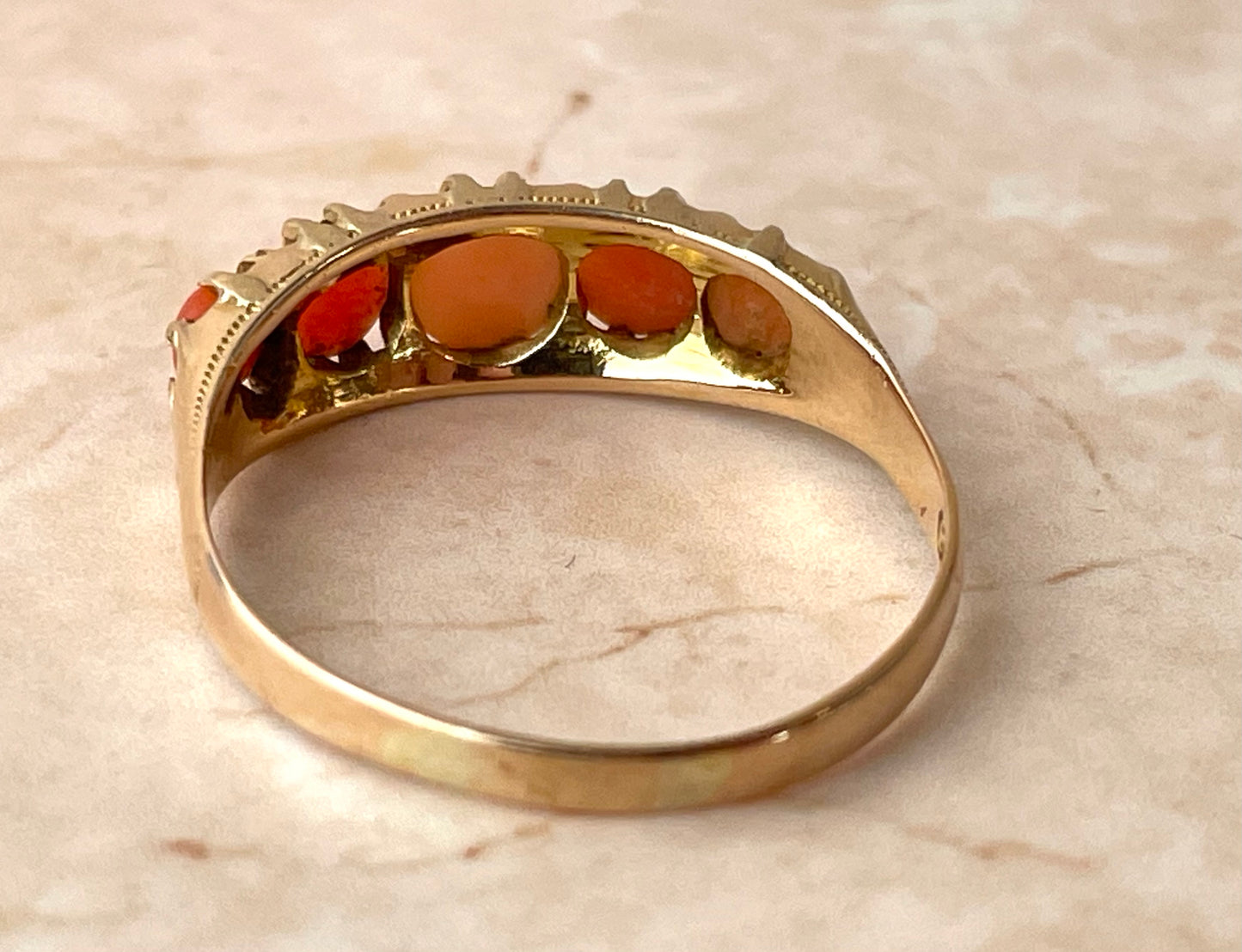 Antique 15ct Gold Coral Ring UK-R