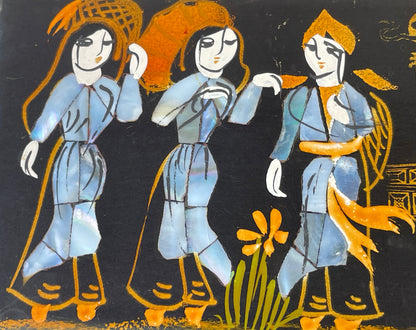 Vintage Oriental Lacquerware & Mother of Pearl Jewellery Box