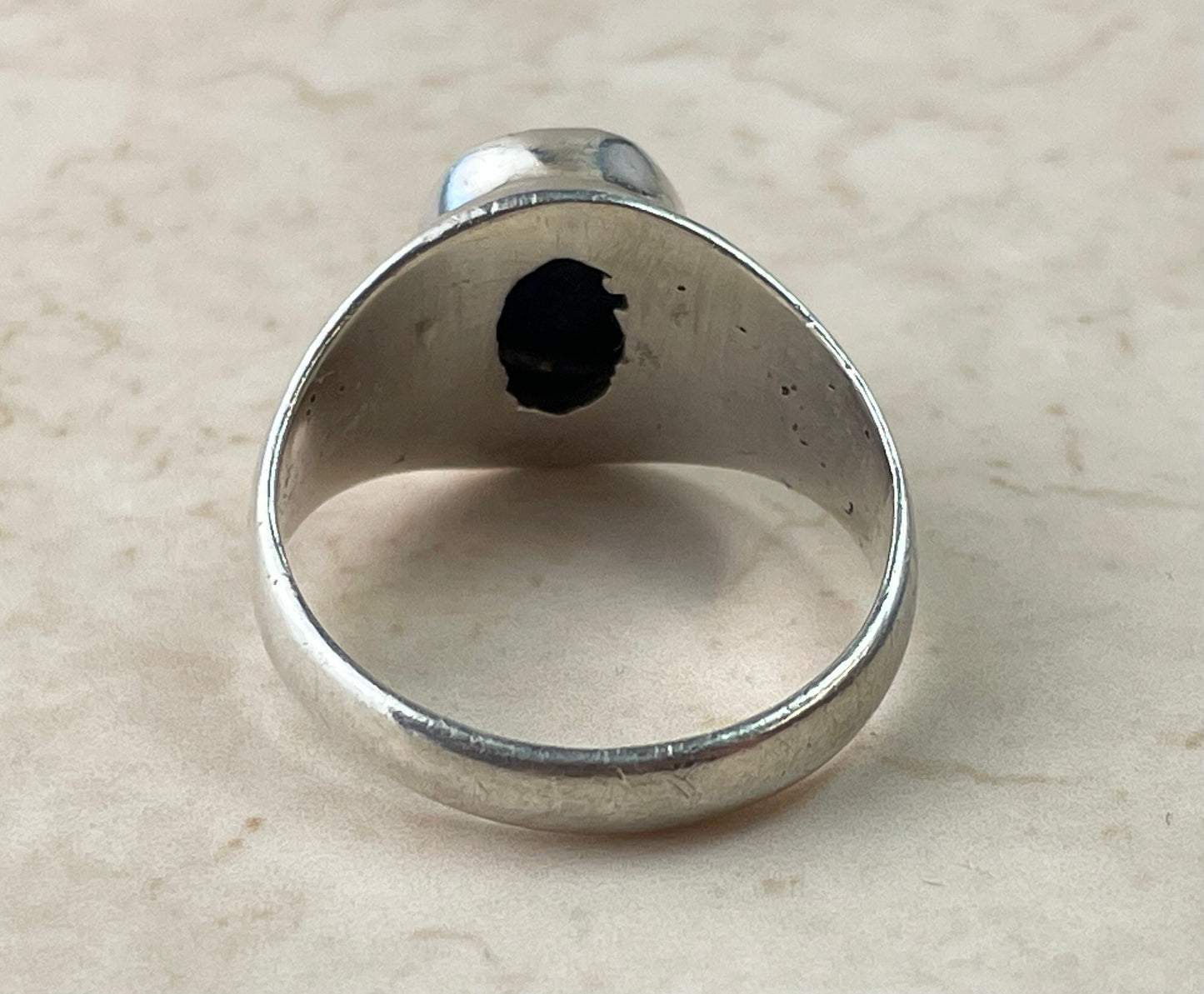 Vintage Sterling Silver Lapis Lazuli Signet Ring UK-P1/2