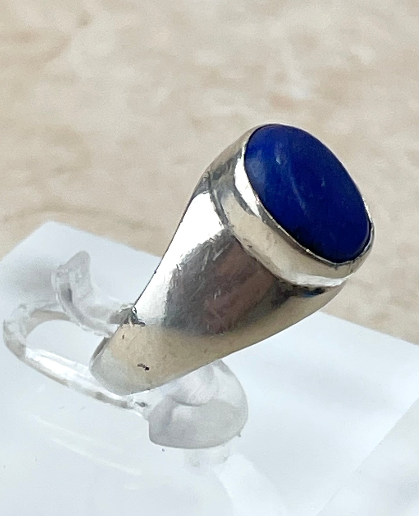 Vintage Sterling Silver Lapis Lazuli Signet Ring UK-P1/2