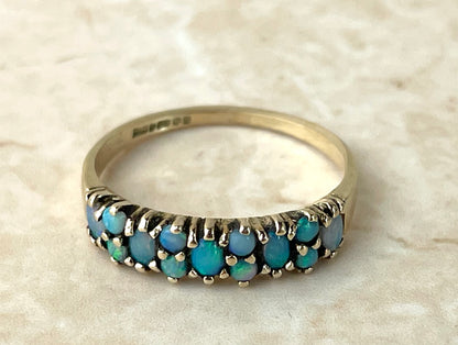 Vintage 9ct Gold Opal Eternity Ring UK-M