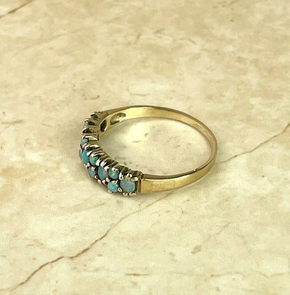 Vintage 9ct Gold Opal Eternity Ring UK-M