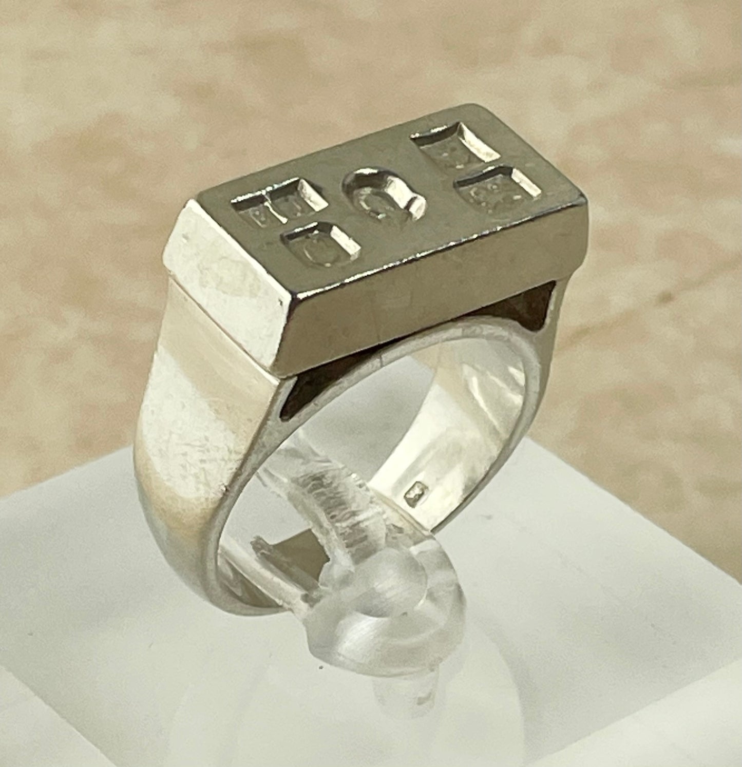 Rare Vintage Sterling Silver Ingot Ring 1977 UK-R