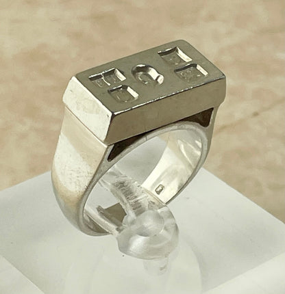 Rare Vintage Sterling Silver Ingot Ring 1977 UK-R