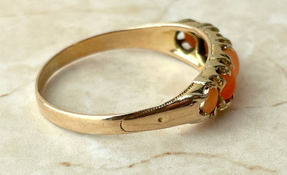 Antique 15ct Gold Coral Ring UK-R