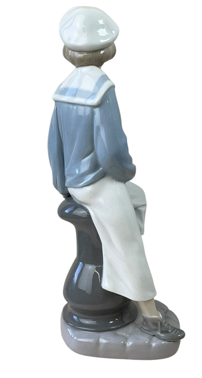 Retired Vintage Lladró Boy with Yacht Figurine