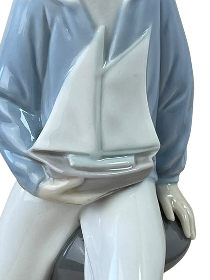 Retired Vintage Lladró Boy with Yacht Figurine