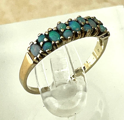 Vintage 9ct Gold Opal Eternity Ring UK-M