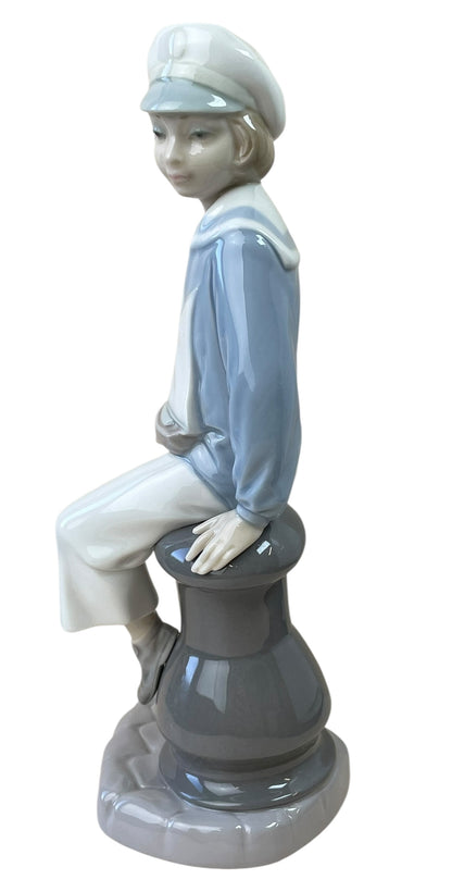 Retired Vintage Lladró Boy with Yacht Figurine