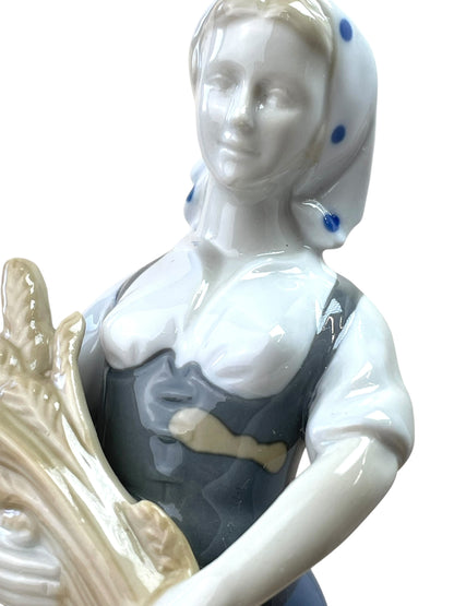 Vintage German Lippeldorf GDR Girl with Wheat Large Figurine