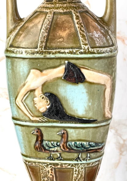Vintage Mid-Century Egyptian Revival Motif Twin Handled Vase - Eva Sud