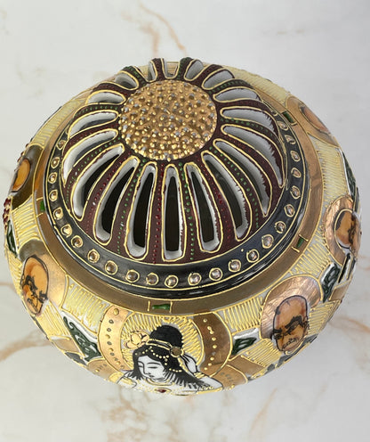 Vintage Japanese Satsuma Incense Lidded Pot