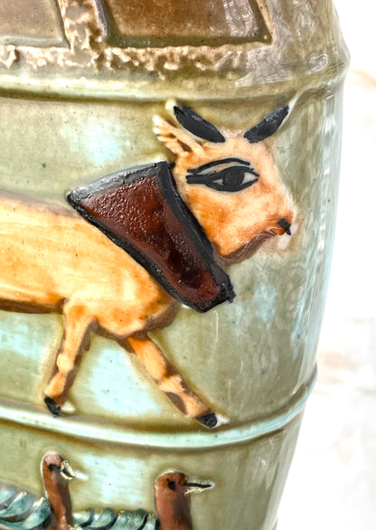 Vintage Mid-Century Egyptian Revival Motif Twin Handled Vase - Eva Sud