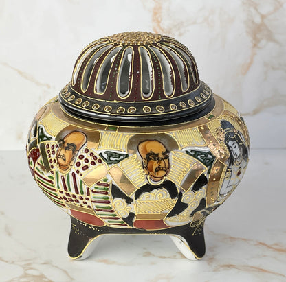 Vintage Japanese Satsuma Incense Lidded Pot